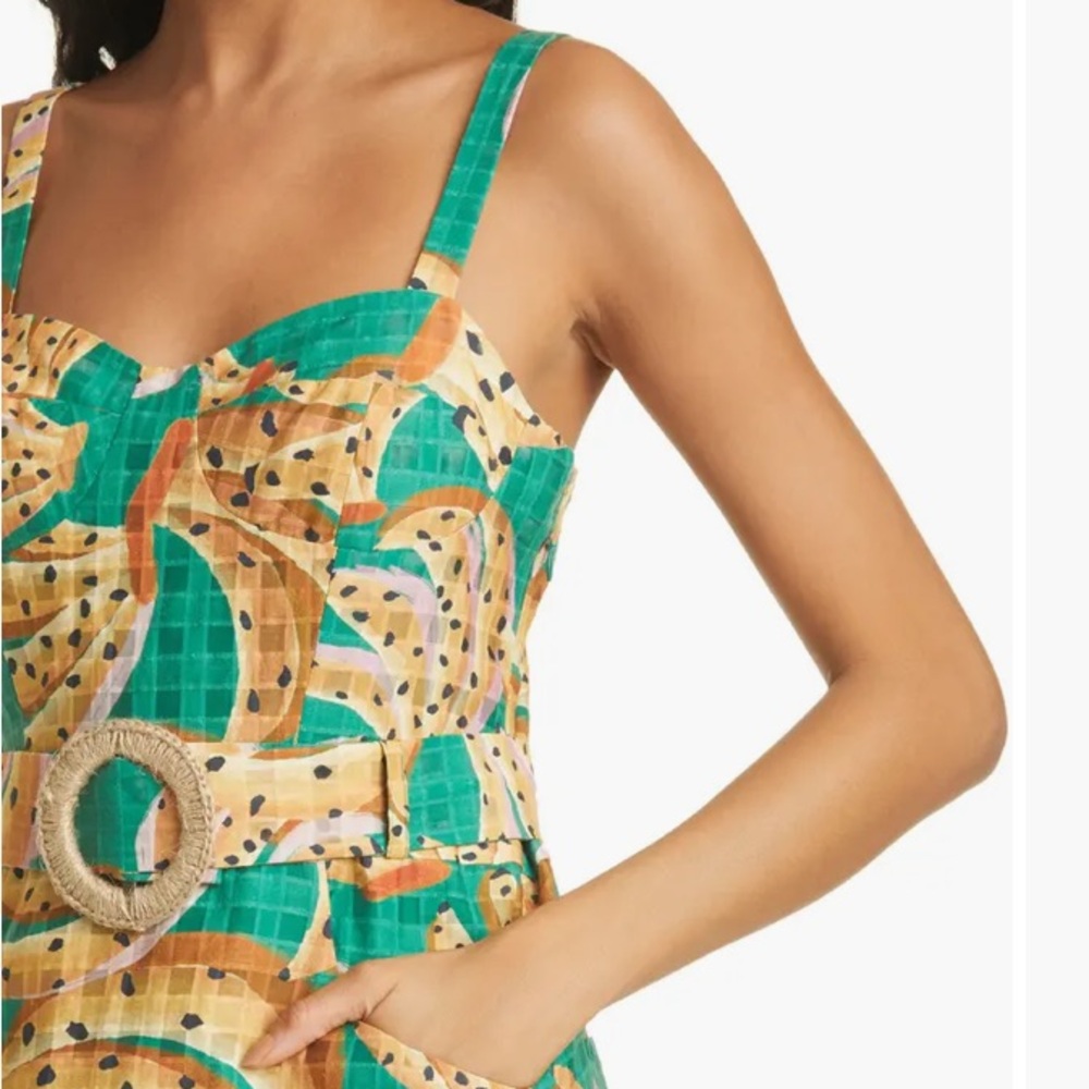 FARM Rio Green Banana Print Sundress with Yellow Accents - Picture 4 of 16